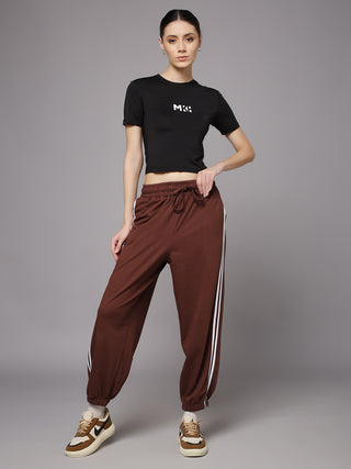 MKH Women Black Slim Fit Sports Training T-Shirt