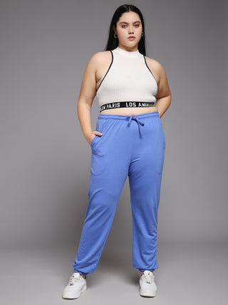 MKH Women Plus Size Blue Gym Track Pants