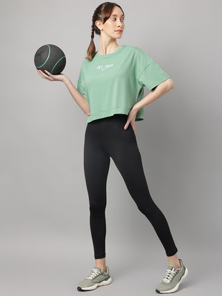 MKH Women Green Breathable Running T Shirt for Outdoor Workouts