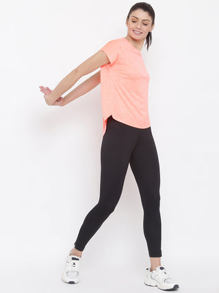 MKH Women Orange Comfortable Fitness Training T-Shirt for Outdoor Use