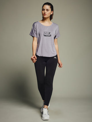 MKH Women Lavender Daily Wear Elevated Essentials Typography Printed Relaxed Fit T-Shirt