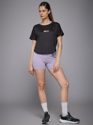 MKH Women Black Casual Lifestyle Typography T-Shirt