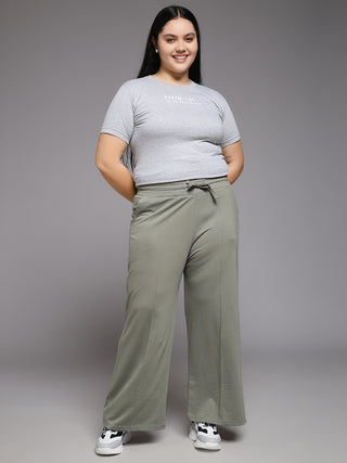 MKH Women Plus Size Green Travel Track Pants