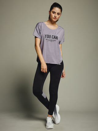 MKH Women Lavender Weekend Contemporary Printed T-Shirt