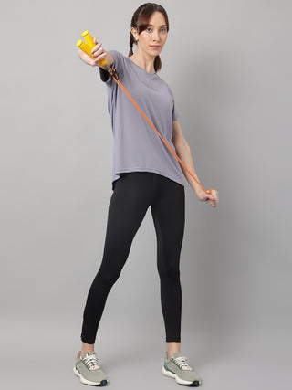 MKH Women Grey Breathable Sportswear T-Shirt for Running Training