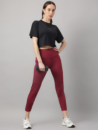 MKH Women Black Flexible Active T Shirt for Running and Gym