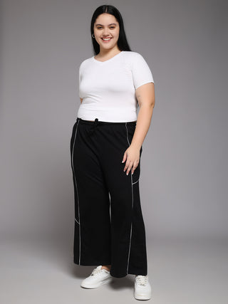 MKH Women Plus Size Black Stretchable Track Pants