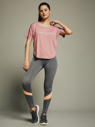 MKH Women Pink Minimal Urban Casual Printed T-Shirt