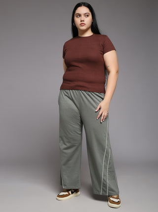 MKH Women Plus Size Olive Wide Leg Lounge Pants
