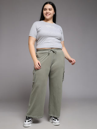 MKH Women Plus Size Green Comfortable Track Pants