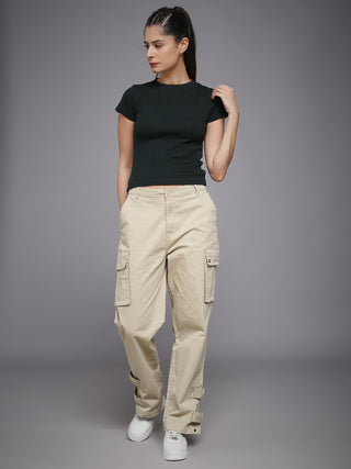 MKH Olive Textured Ribbed Short Sleeve Tee