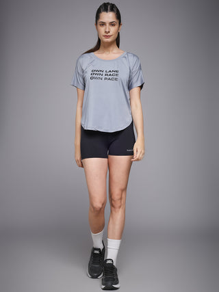MKH Women Grey Relaxed Statement Typography Casual T-Shirt
