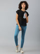 MKH Womens Black Mesh T Shirt With Curved Hem