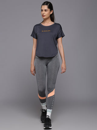 MKH Women Grey Contemporary Statement Typography Casual T-Shirt