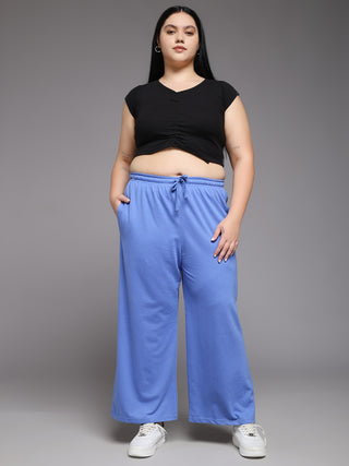 MKH Women Plus Size Blue Gym & Training Track Pants
