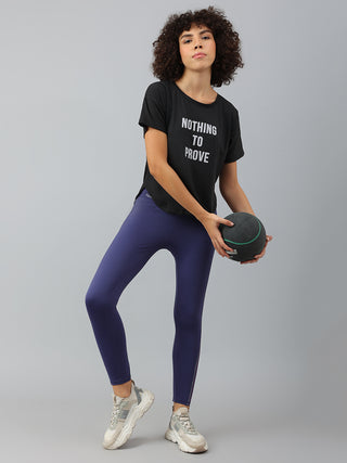 MKH Women Black  Nothing To Prove Dri-Fit Relaxed Fit T-Shirt
