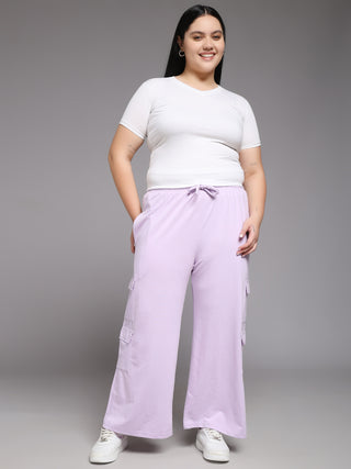 MKH Women Plus Size Purple High Waist Lounge Pants
