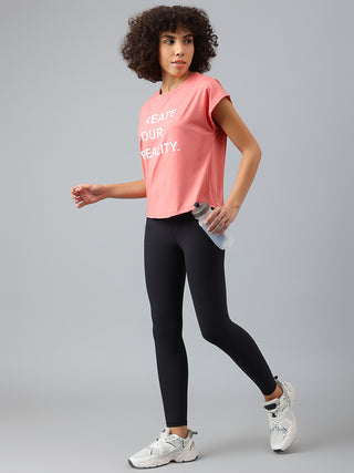 MKH Women Pink PowerTrack Active Gym T Shirt