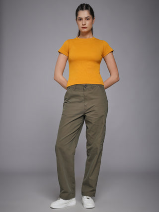 MKH Yellow Classic Crew Neck Ribbed T-Shirt