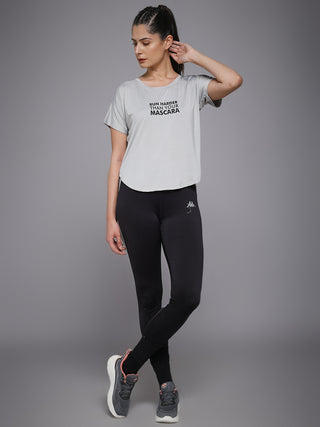 MKH Women Grey Fashion Statement Typography Casual T-Shirt