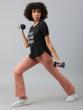 MKH Good Choices Women Black Dri-Fit Relaxed Fit T-Shirt