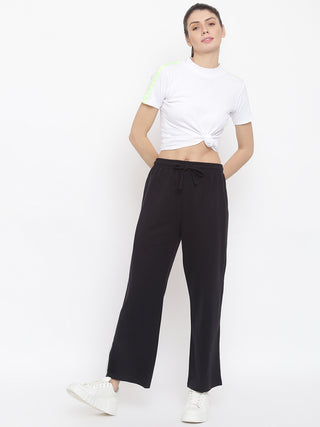 MKH Women Black Mid-Rise Regular Fit Track Pants
