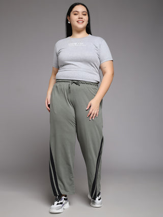 MKH Women Plus Size Green Workout Track Pants