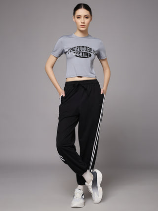 MKH Women Light Grey Stylish Workout & Gym T-Shirt
