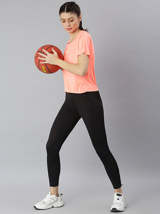 MKH Women Orange Soft Comfort Training T-Shirt for Fitness Routine