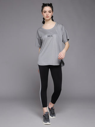 MKH Women Grey Lightweight Workout T-Shirt for Outdoor Fitness