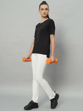 MKH Women Black Breathable Training T-Shirt for Gym Sessions