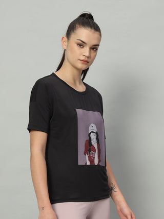 MKH Women Black Comfortable Gym Wear T-Shirt for Activity