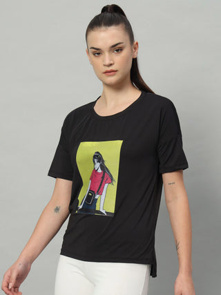 MKH Women Black Lightweight Gym Activity Wear T-Shirt
