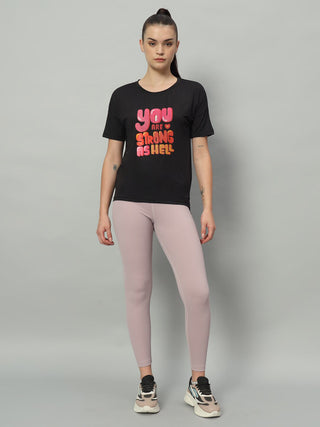 MKH Women Black Performance Gym T-Shirt for Running and Activity