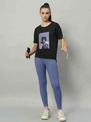 MKH Women Black Lightweight Workout T-Shirt for Outdoor Fitness