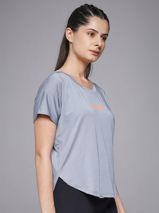 MKH Women Grey Signature Contemporary Printed T-Shirt
