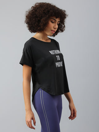 MKH Women Black  Nothing To Prove Dri-Fit Relaxed Fit T-Shirt