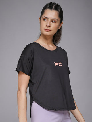 MKH Women Black Casual Lifestyle Typography T-Shirt