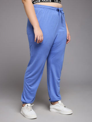 MKH Women Plus Size Blue Gym Track Pants
