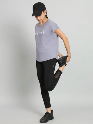 MKH Women Lavender Quick Dry Activewear T-Shirt