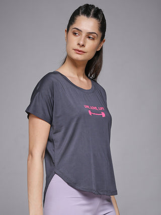 MKH Dark Grey Women FlexCore Active Gym T-Shirt