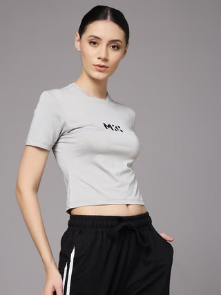MKH Women Sand Grey Breathable Gym & Yoga T-Shirt