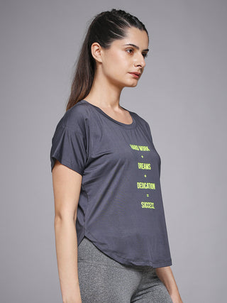 MKH Women Grey Weekend Contemporary Printed T-Shirt
