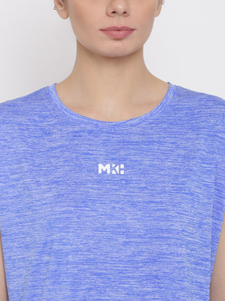MKH Women Blue Lightweight Workout Wear T-Shirt for Fitness Training