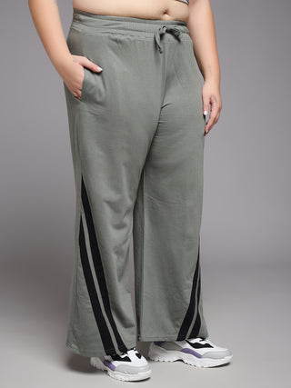 MKH Women Plus Size Green Workout Track Pants