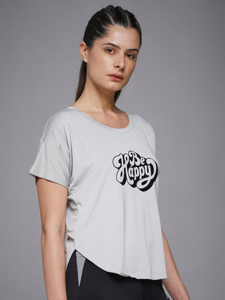 MKH Women Grey Daily Wear Modern Typography Graphic T-Shirt
