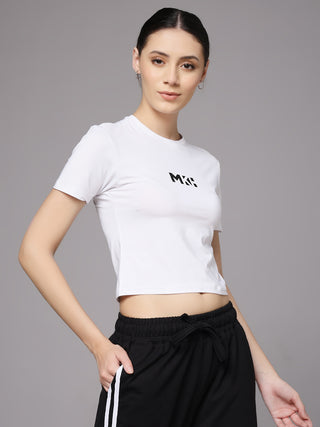 MKH Women White Quick Dry Activewear T-Shirt`