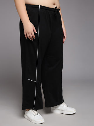 MKH Women Plus Size Black Stretchable Track Pants