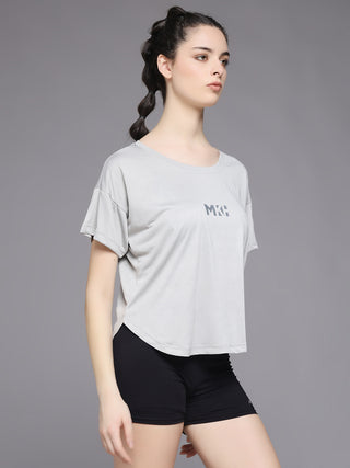 MKH Women Grey Breathable Gym Workout T-Shirt for Daily Activity