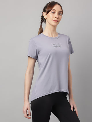 MKH Women Grey Breathable Sportswear T-Shirt for Running Training